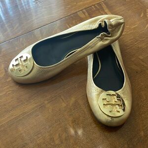 Tory Burch Gold Reva Ballet Flats Sz 7
